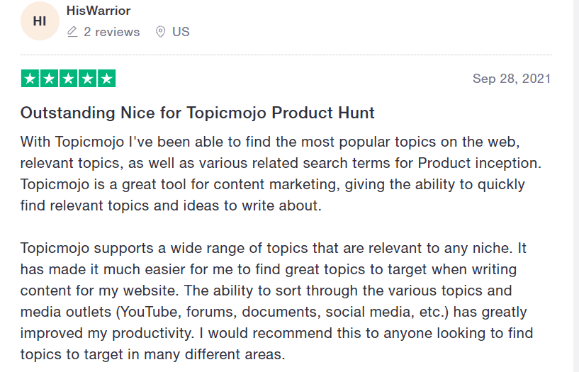 TopicMojo LTD Review on Product Hunt